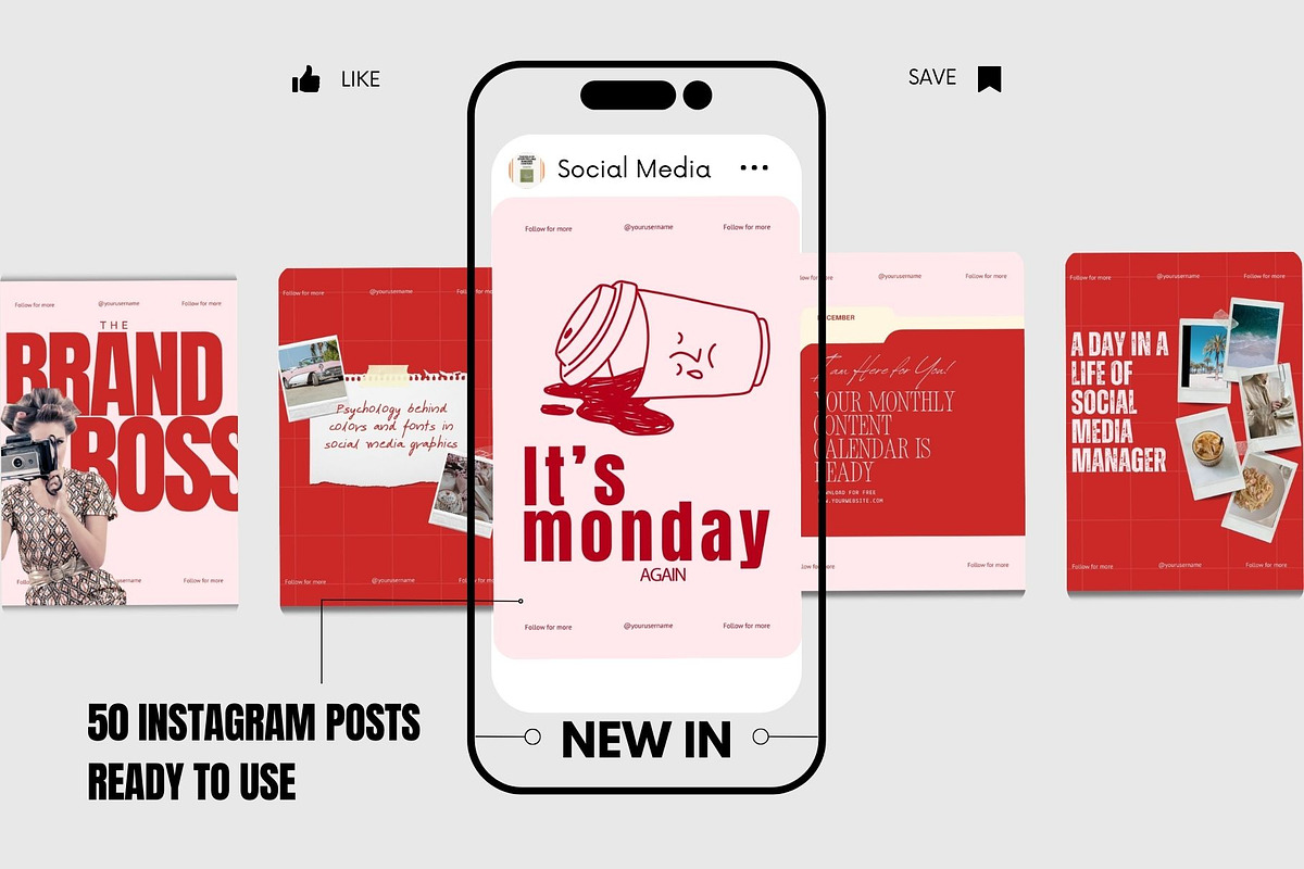 Pink & Red Instagram Post Template preview 3