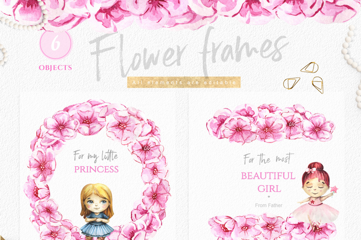 Little girls and pink flowers, a Decorative Illustration by Luba Vega (Photo 6 of 7)