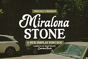 Miralona Stone Display, a Script Font by Letterhend Studio (Thumbnail 1 of 9)