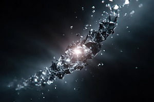 Futuristic crystalline chain with central glow, an Abstract Photo by AlyaAnd