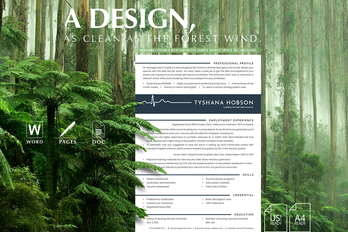 Modern Nurse Resume Template Word, a Resume Template by Career Canvas (Photo 2 of 11)