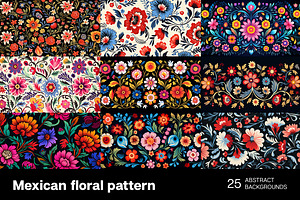 Mexican Floral Pattern. 25 Bundle