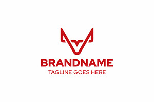 Letter V Orix Horn Monoline Logo, a Branding & Logo Template by Pray Art Design Studio