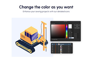 Mining Machinery Isometric Icons