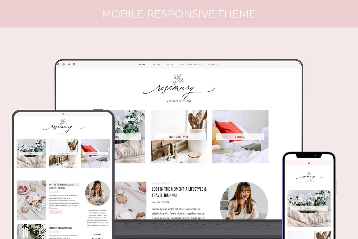 Rosemary Pink Kadence Theme, a WordPress Template by Sky and Stars (Photo 5 of 5)