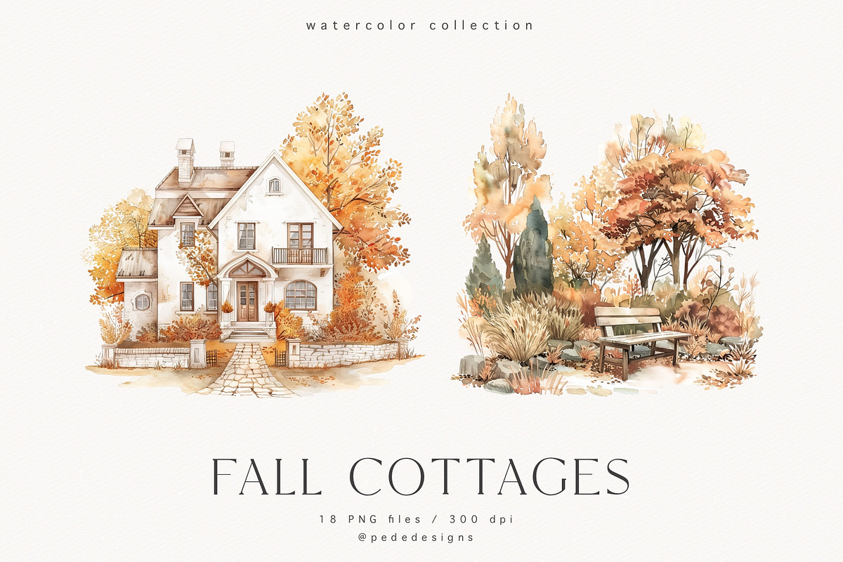 Fall Cottages, a Seasonal Illustration by PeDe Designs (Photo 4 of 10)