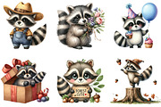 Watercolor Raccoon Clipart, an Illustration by DreamArtGraphic (Thumbnail 2 of 5)