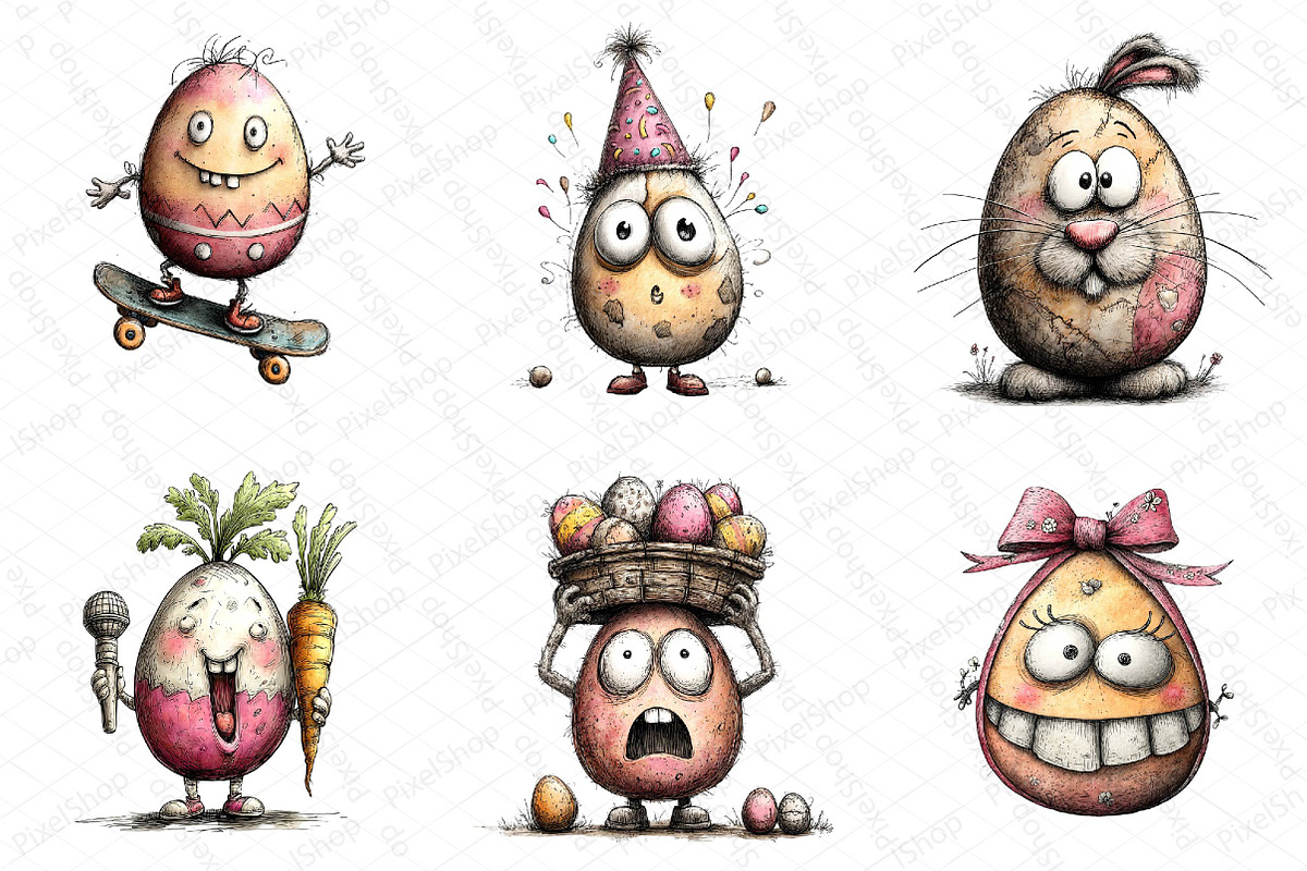 Funny Eggs Easter Clipart, an Illustration by DreamPrint404 (Photo 6 of 6)
