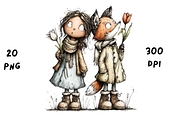 Whimsical Floral Girl & Fox Clipart, an Animal Illustration by GiraffeCreative (Thumbnail 13 of 20)