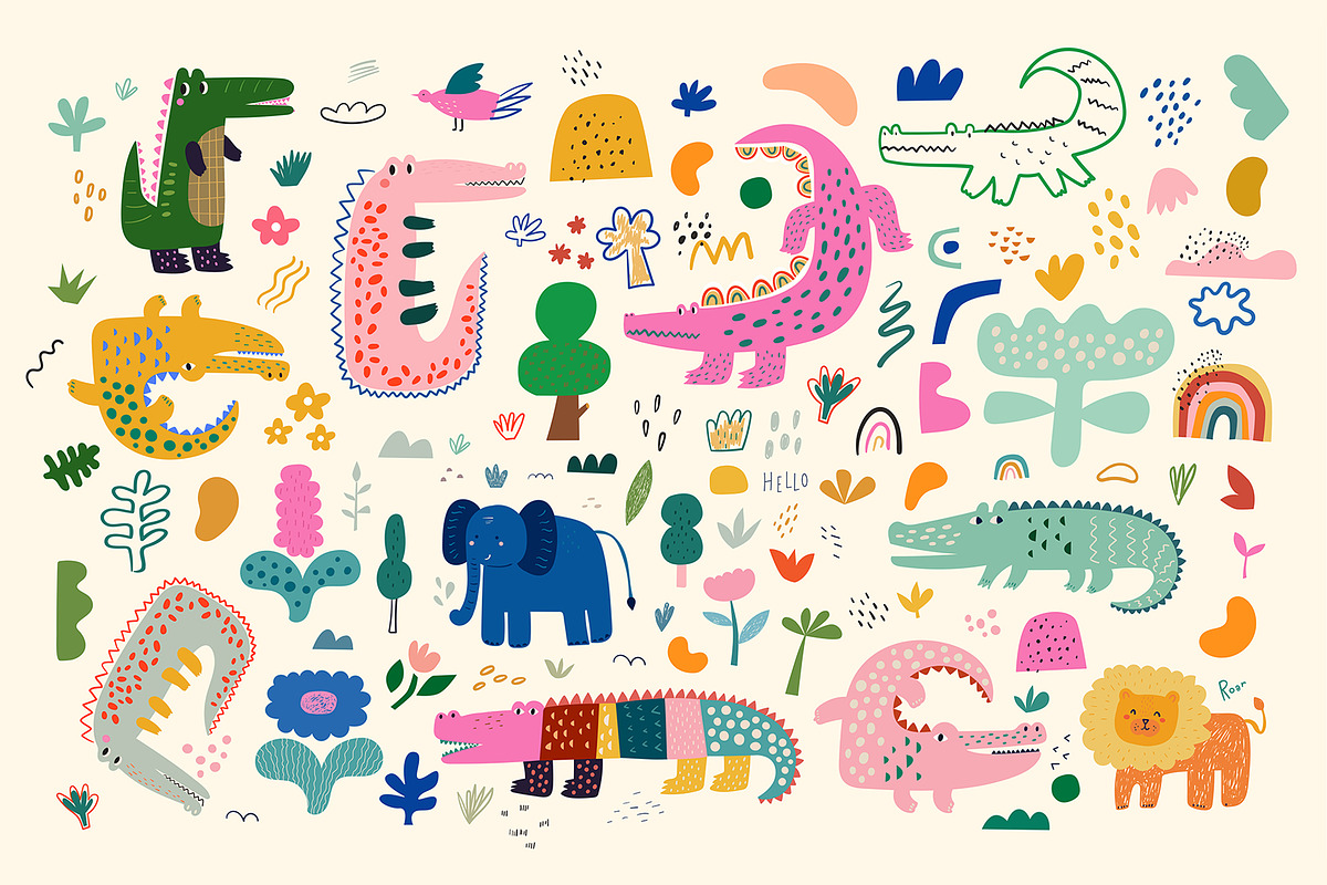 Cute baby crocodiles illustrations, an Animal Illustration by MoleskoStudio (Photo 7 of 23)