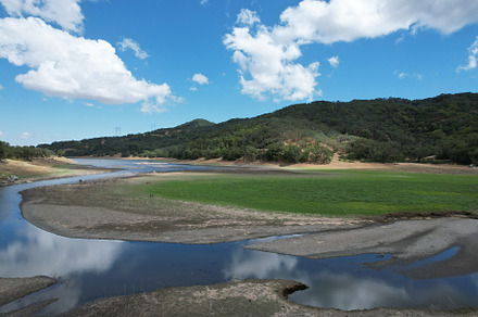 Aerial view of reservoirs in Morgan hill California, a Nature Photo by uncreative