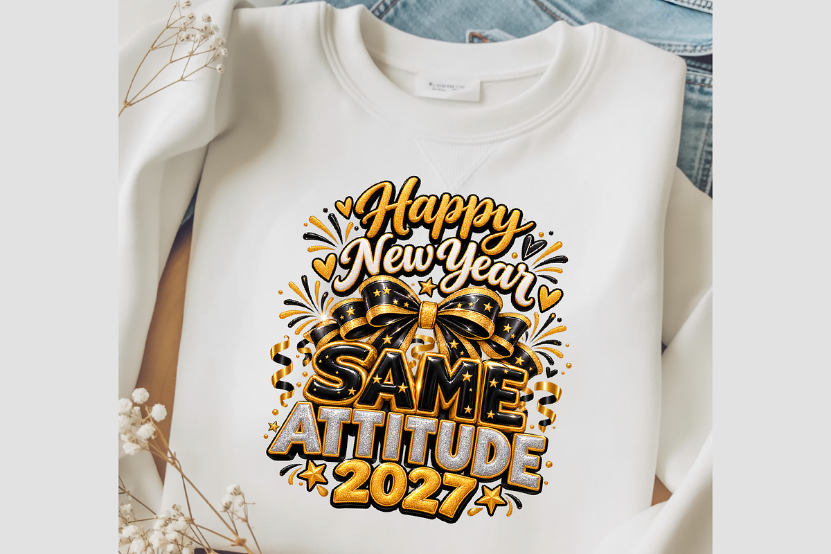 Happy New Year 2027 Same Attitude, a Seasonal Illustration by Printable Design Store (Photo 2 of 5)