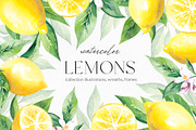 Watercolor Lemons Clipart, an Illustration by YuliyaArtGarden (Thumbnail 1 of 6)