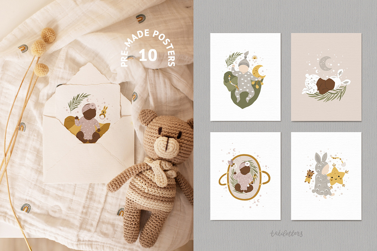 Newborn baby Illustrations & Pattern, an Animal Illustration by tatiletters (Photo 8 of 14)