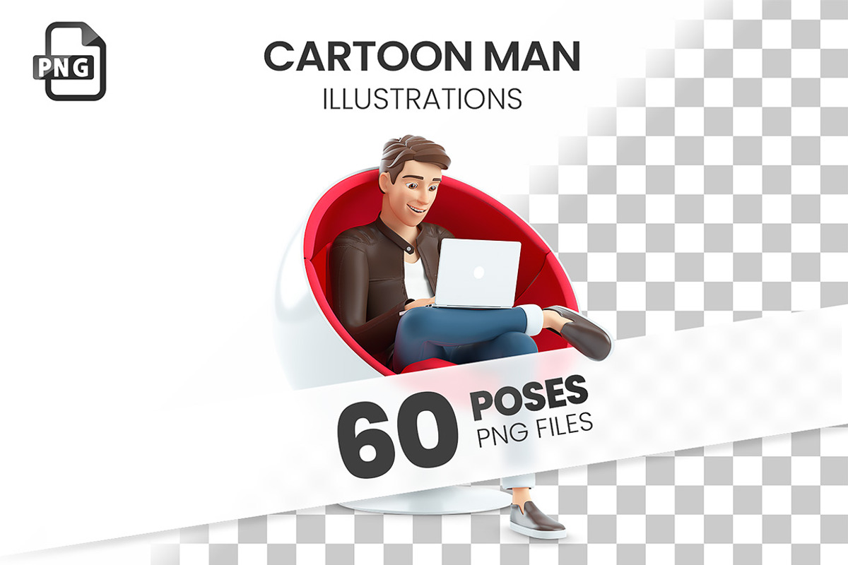 Cartoon Man – Set of 60 Poses, a Person Illustration by 3DMask (Photo 1 of 6)