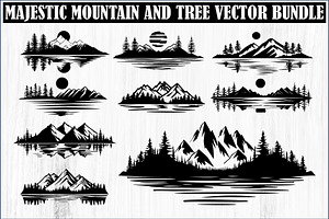 Majestic Mountain and Tree Vector Bu, a Graphic by Designs_River