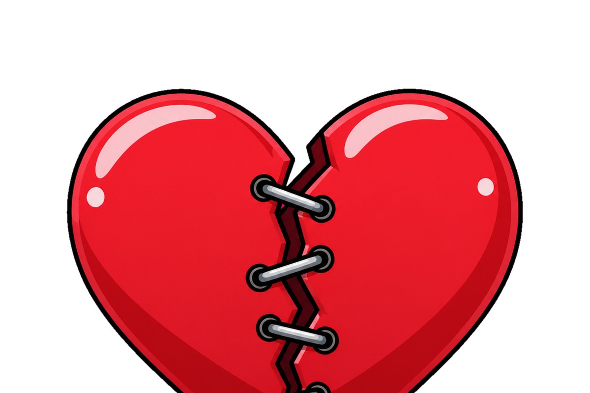 Broken red heart stitched together, an Object Illustration by ZinetroN (Photo 3 of 3)