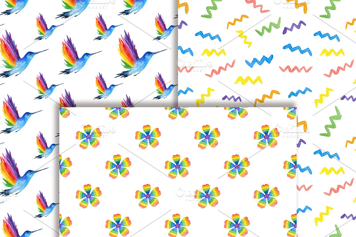 Watercolor Rainbow Clipart & Pattern, an Illustration by ArtIrisArt (Photo 8 of 22)