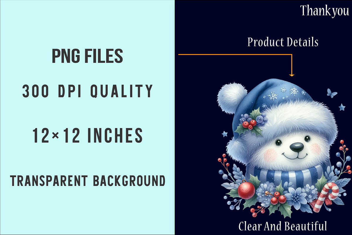 Christmas Polar Bear Clipart Bundle, an Illustration by SinaCreation (Photo 6 of 7)