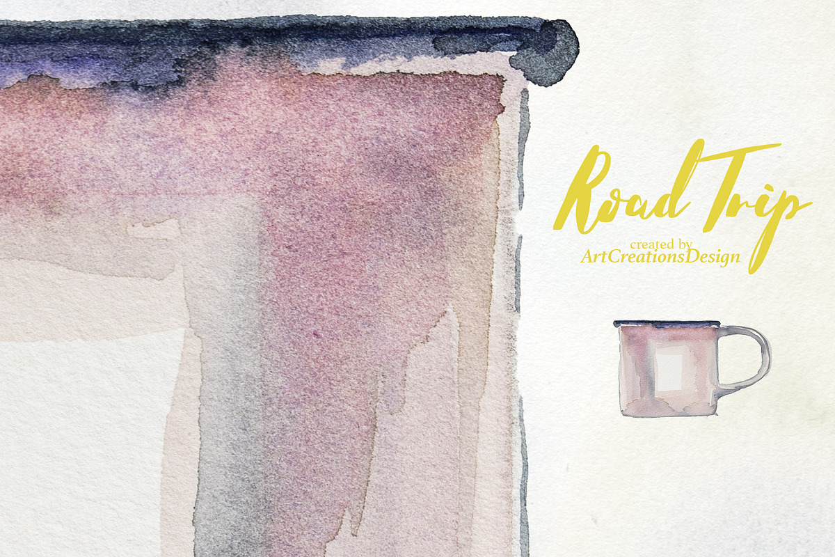 Watercolor Road Trip Clipart Set, a Person Illustration by ArtCreationsDesign (Photo 19 of 19)