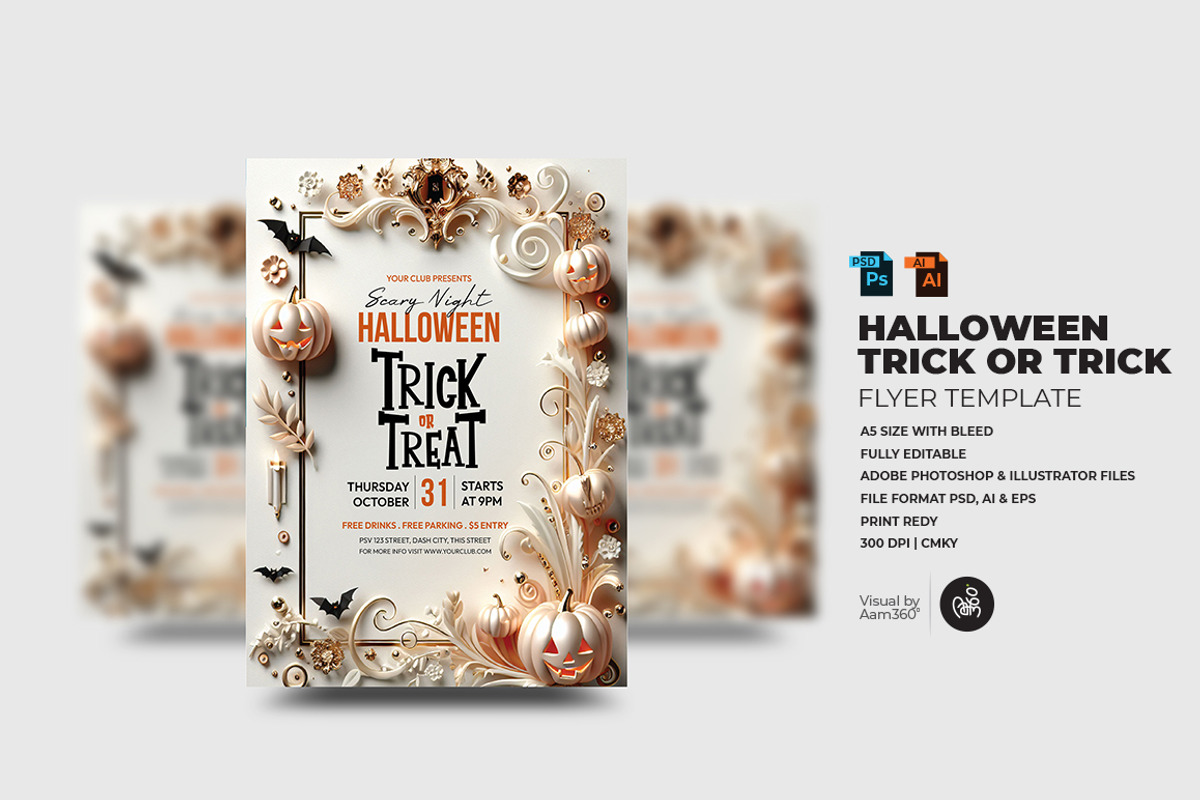 Halloween Trick or trick Flyer, a Flyer Template by Aam360 (Photo 1 of 3)