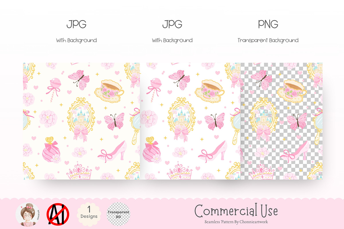 Princess Fairytale Seamless Pattern, a Pattern Graphic by Chonnieartwork (Photo 3 of 5)