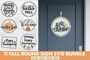 Fall Round Sign Svg Bundle, a Seasonal Illustration by Libby Wishes