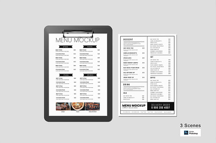 Restaurant Menu Mockups, a Books & Magazine Mockup by Alhaytar