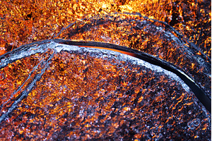 Macro ice texture with warm orange, an Abstract Photo by Pakosta