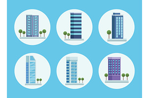 City Six Buildings Icons