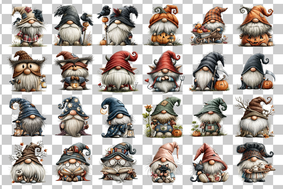 Whimsical Halloween Gnomes Clipart, a Seasonal Illustration by Nicolle's Colorful Art (Photo 3 of 4)