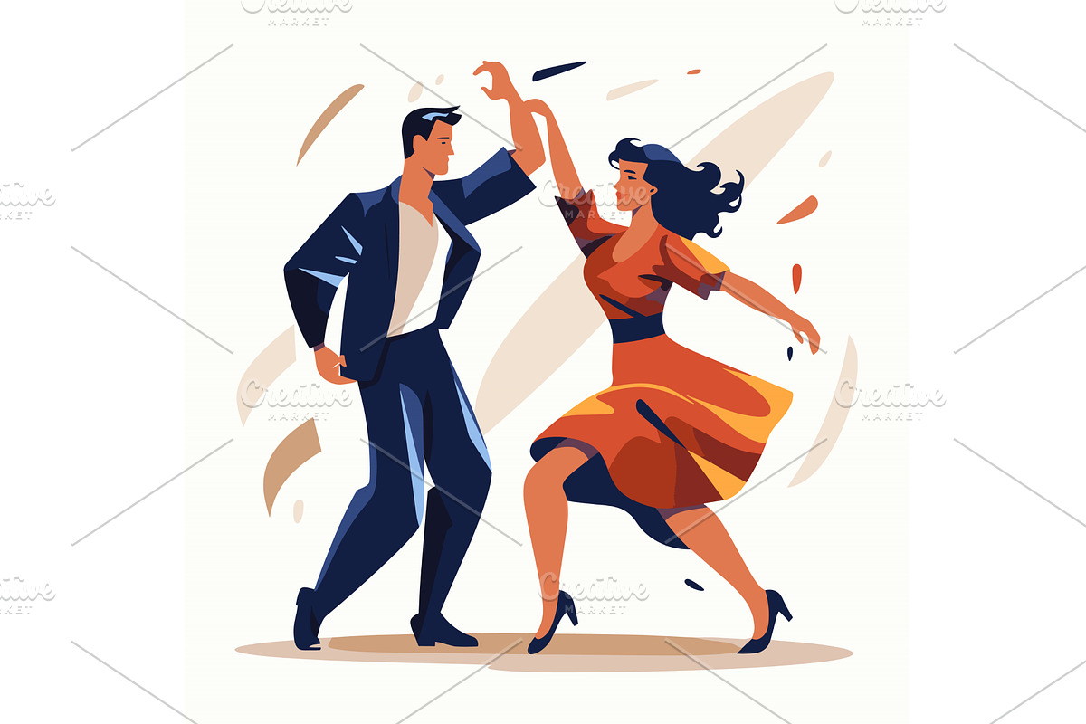 Elegant man and woman dance swing or, a Person Illustration by Vectorstockersland