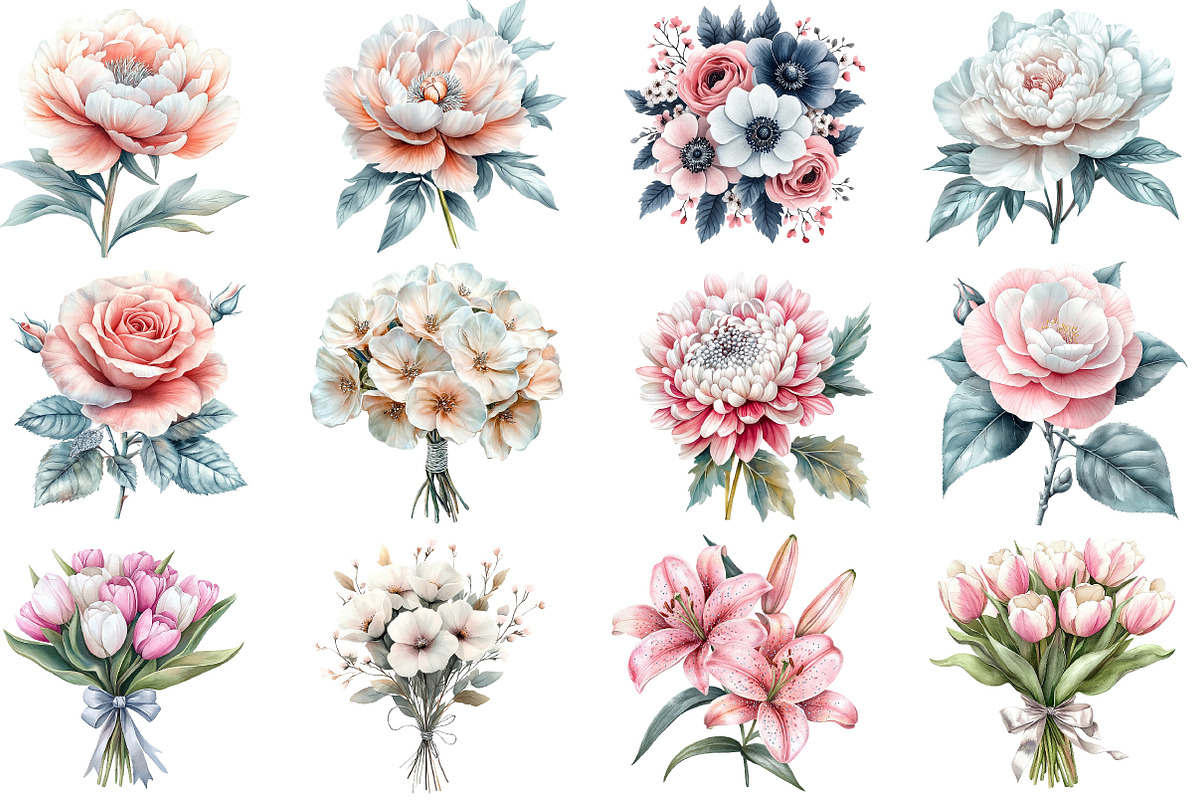 Pink White and Floral Clipart, an Illustration by Designworld (Photo 3 of 5)