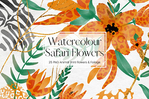 Safari Orange Watercolour Flowers