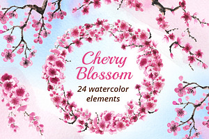 Cherry Blossom Watercolor Collection