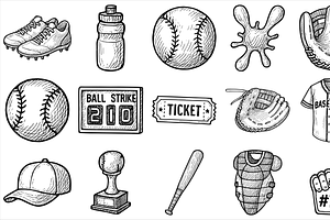 Baseball Elements Set, an Object Graphic by nikagraphic
