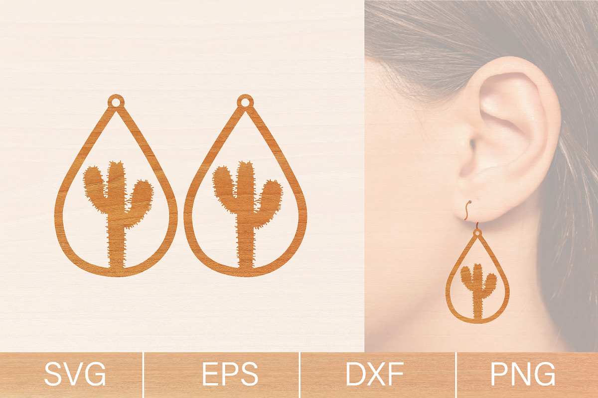 12 Cactus Wood Earrings SVG Bundle, an Object Graphic by jannatulpakhi (Photo 5 of 8)