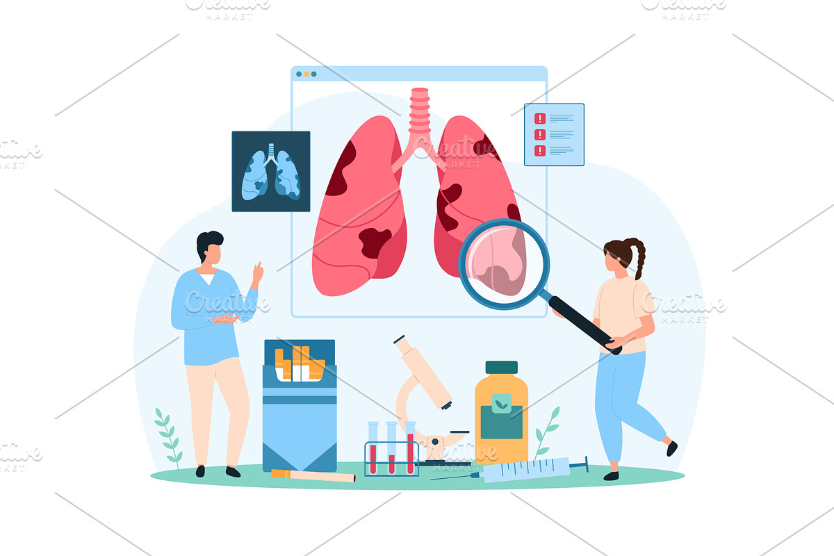 Awareness dangers smoking lungs, an Object Illustration by Flashvector