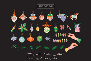 Christmas Patterns And Png Set