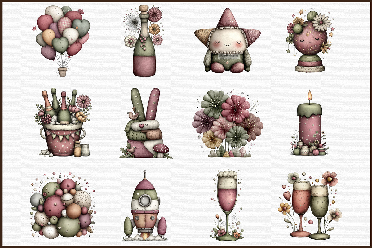 New Year Festive Celebration Clipart, an Illustration by Sublimation Artist (Photo 3 of 6)
