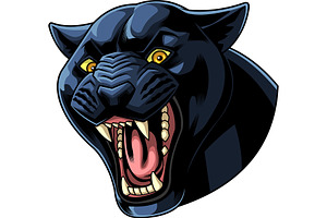 Angry Black Panther Mascot Roaring, an Illustration by HitToon
