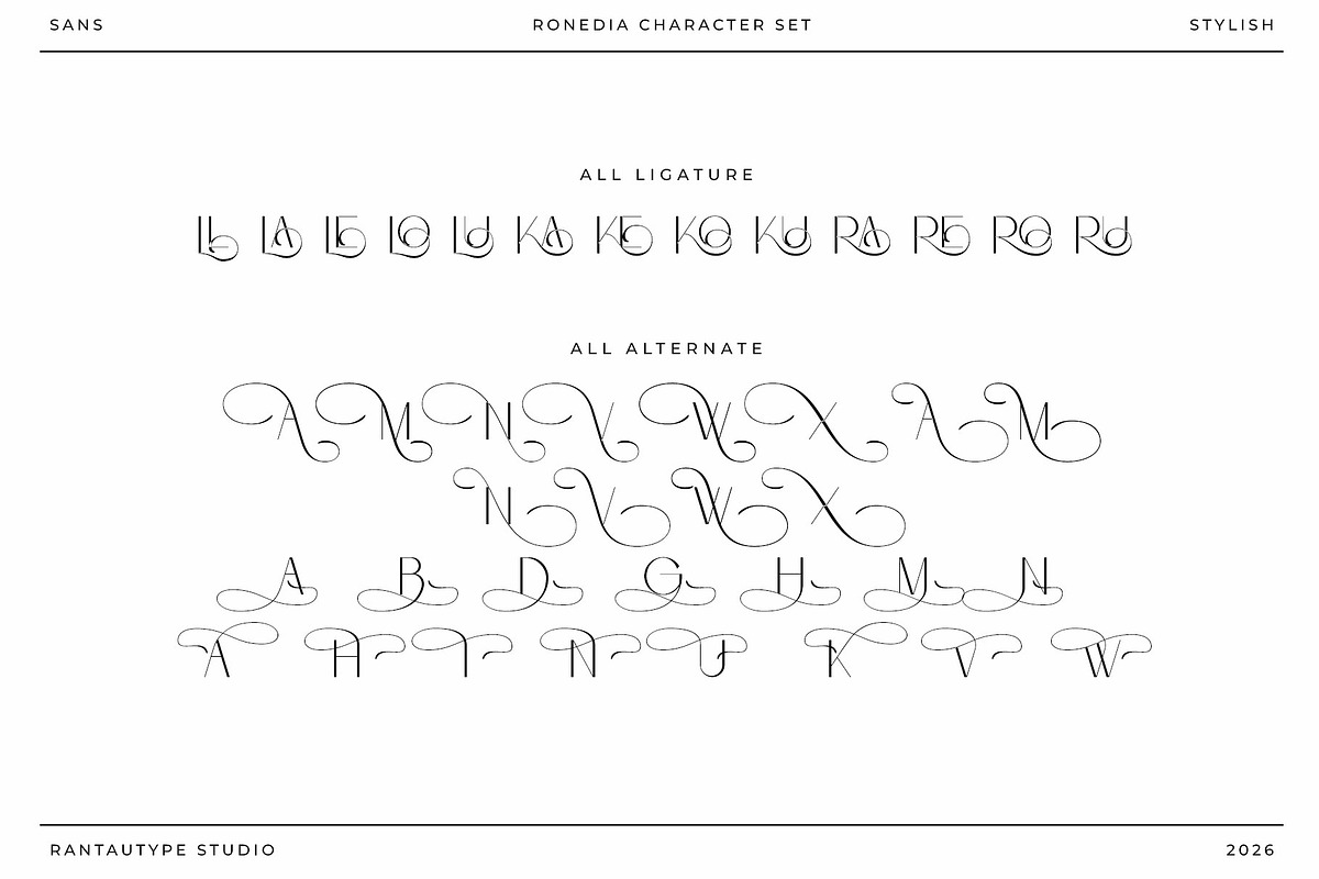 Ronedia Stylish Sans Font, a Sans Serif Font by RantautypeStudio (Photo 17 of 17)