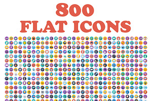 Set of 800 flat icons.