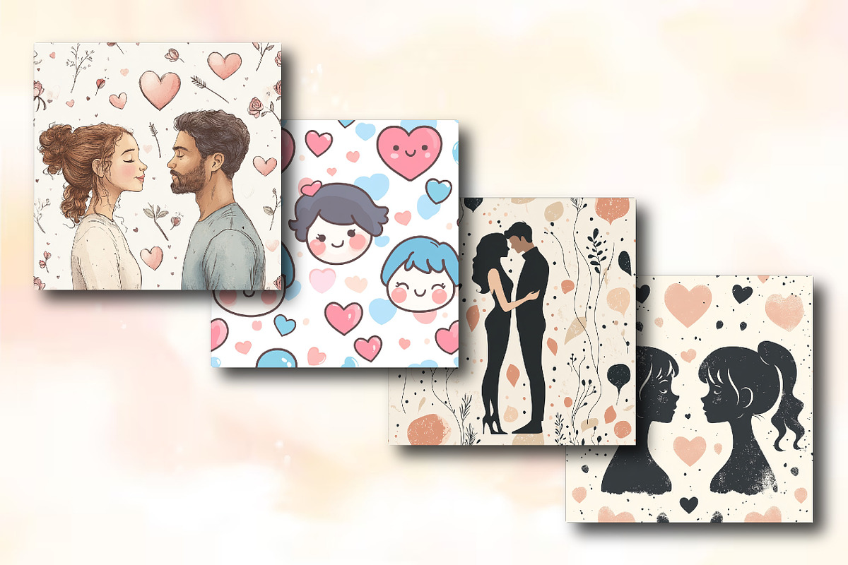 Cute Couples Pattern Digital paper, a Background Photo by RobertsArt (Photo 3 of 5)