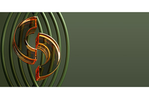 3d gold glass half torus on green, a Background Graphic by Marozhkastudio