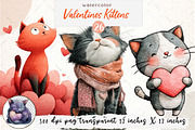 Watercolor Cute Valentines Kittens, an Illustration by Watercolor design (Thumbnail 1 of 4)
