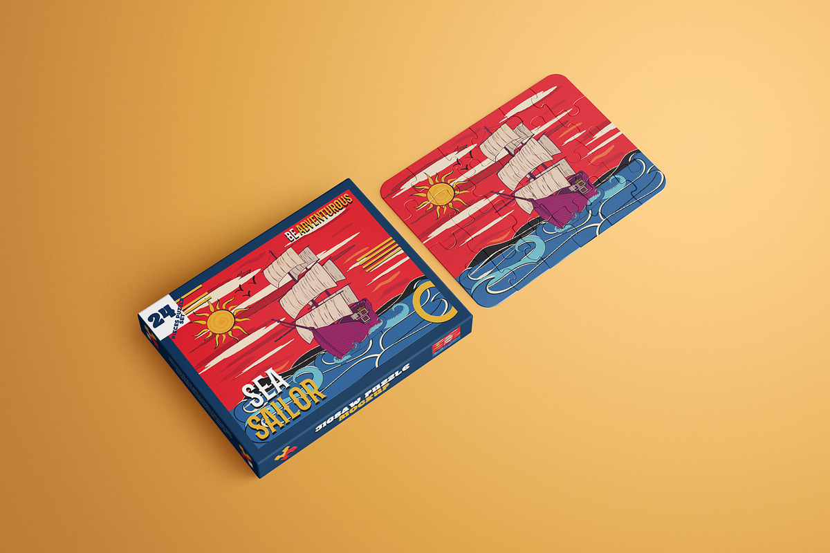 Jigsaw Puzzle Board with Box Mockup, a Packaging Mockup by Sheikhadesign (Photo 9 of 12)