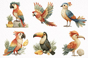 Whimsical Summer Tropical Bird Clipa, an Illustration by DreamArtGraphic (Thumbnail 5 of 8)
