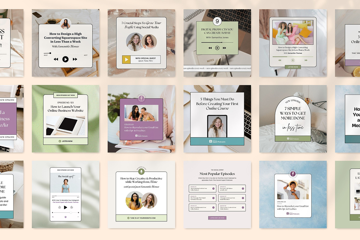 Podcast Promo Instagram Templates, a Social Media Template by Fallon Gerst (Photo 2 of 16)
