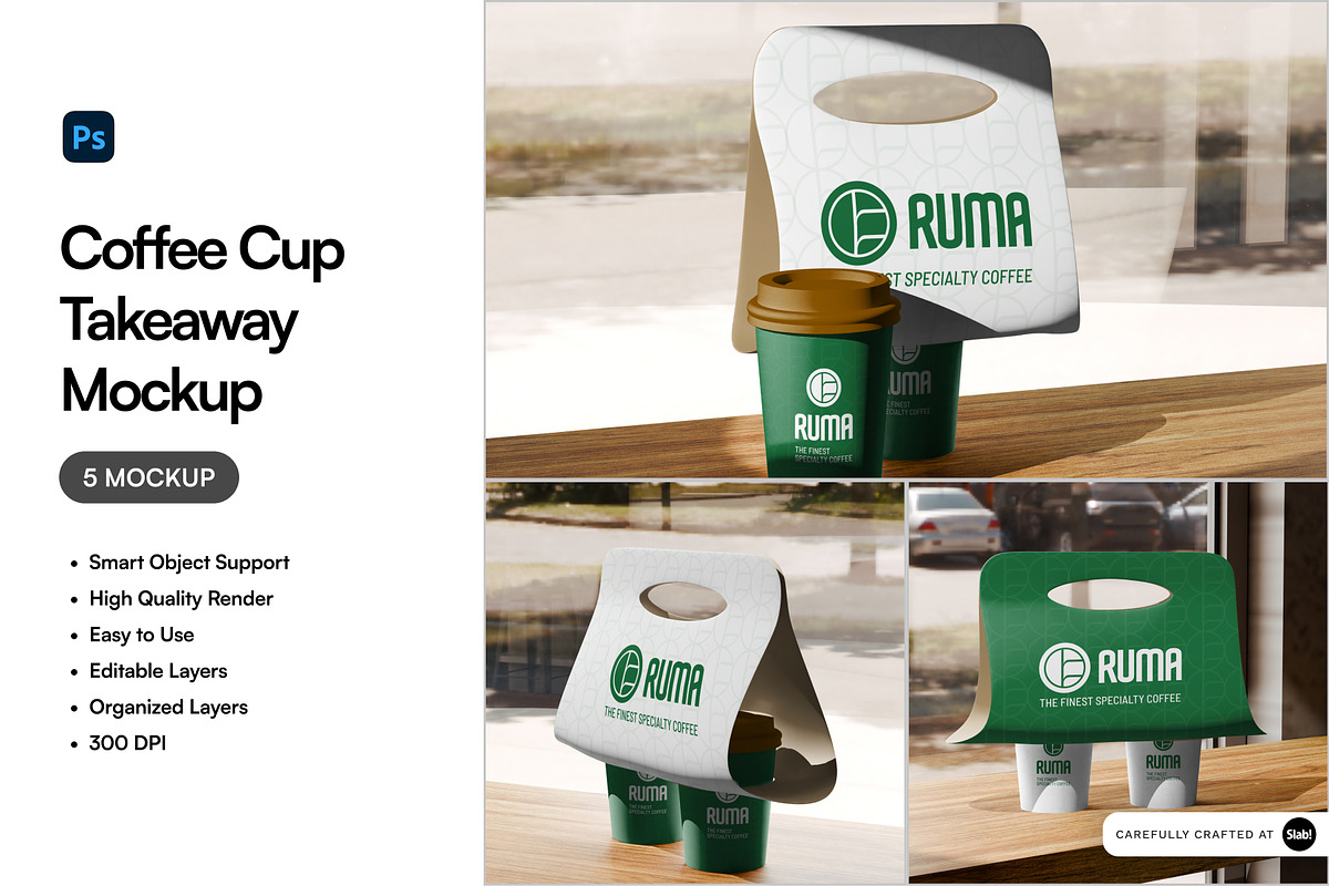 Coffee Cup Takeaway Mockup, a Product Mockup by SLAB! Design (Photo 1 of 7)